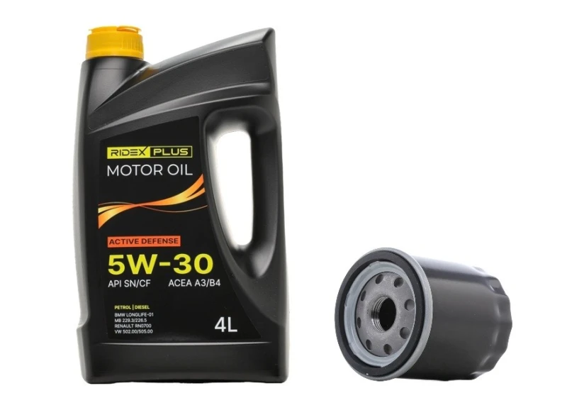 Image of RIDEX PLUS 100908O0035P Oil change kit (oil filter + engine oil) Oil change kit (oil filter + engine oil) (100908)