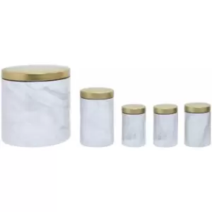 image of 5pc White Marble Effect Storage Set - Premier Housewares