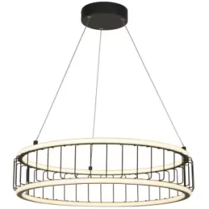 image of Searchlight Circolo Cage LED Drum Ceiling Pendant, Black Metal