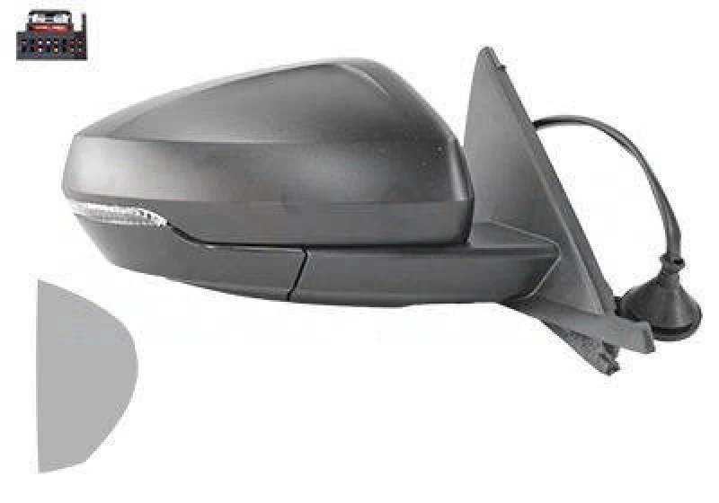 Image of VAN WEZEL 0366806 Wing mirror * HAGUS * Right, black, Heatable, Rough Outside Mirror (50)