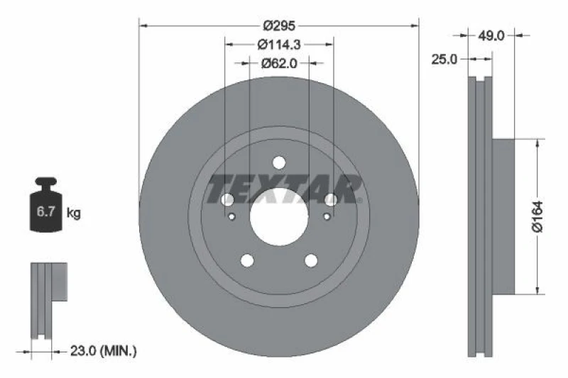 Image of Brake disc TEXTAR 92156503