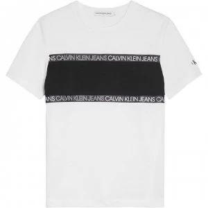 Image of Calvin Klein Logo Tape T Shirt - White YAF