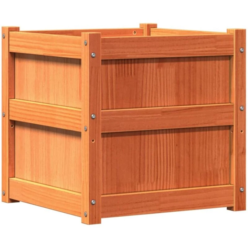 Image of vidaXL Garden Planter Wax Brown 50x50x50cm Solid Wood Pine, Brown 837418