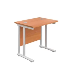 Image of 800 X 600 Twin Upright Rectangular Desk Beech-White