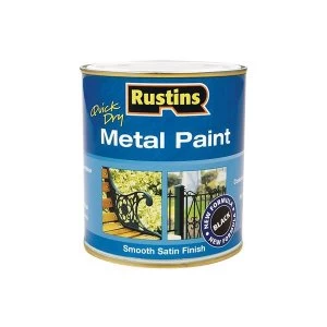 image of Rustins Quick Drying Metal Paint Smooth Satin Black 1 Litre