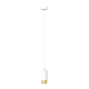 image of Fumiko White/Gold Slim Pendant Ceiling Light 1x GU10