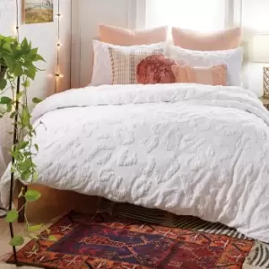 Image of Peri Home Chenille Leopard Super Kingsize Duvet Cover, White