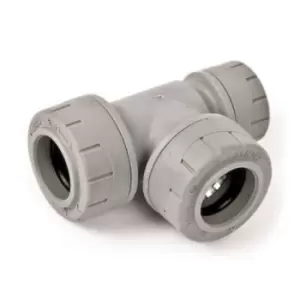 image of Polypipe - PolyPlumb PB1422 22mm x 15mm x 22mm Reduced End Tee - Grey 5 Pack