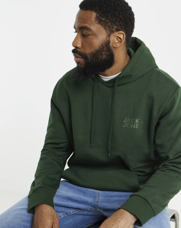 Image of jack & jones Jack & Jones Corp Logo Hoodie Dark Green - JACK & JONES - Size: 2XL(53) Dark Green Male 2XL(53) JE11004