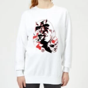 Image of Marvel Knights Daredevil Layered Faces Womens Sweatshirt - White - L