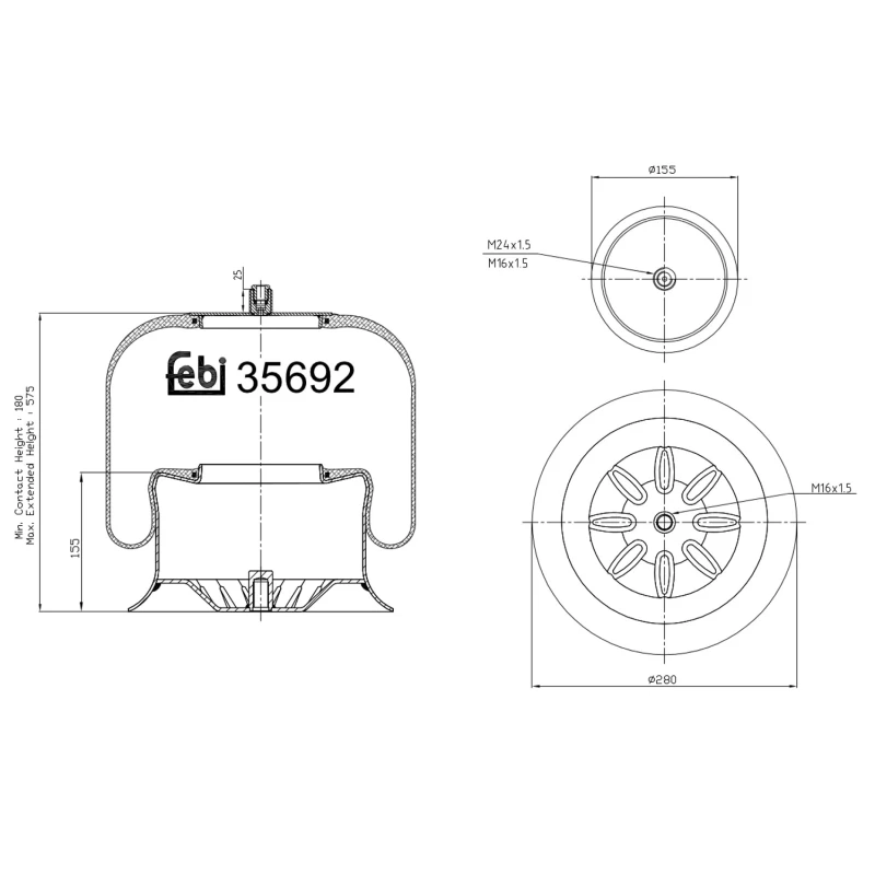 Image of FEBI BILSTEIN 35692 Boot, air suspension Front Axle Right Boot,air suspension (324)