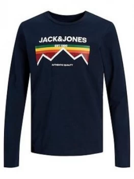 image of Jack & Jones Junior Boys Mountain Long Sleeve T-Shirt - Navy Blazer