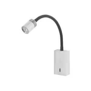Image of Wall lamp with reading book Metal, silicone Nickel white, satin 1 bulb 46,5cm