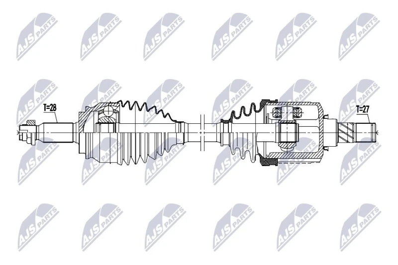 Image of NTY NPW-MS-120 Drive shaft Automatic Transmission, Front Axle Left Drive Shaft (13)