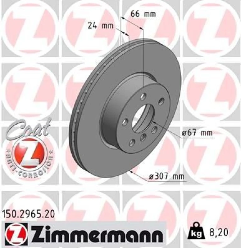 Image of ZIMMERMANN Brake disc ZIMMERMANN 150.2965.20