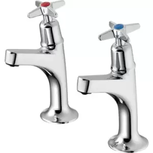 image of Armitage Shanks Sandringham 21 High Neck Sink Pillar Taps (2 Pack) in Chrome Brass