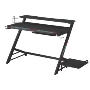 Image of HOMCOM Gaming Table with LED Lights Cup Gamepad Holder Headphone Hook Cable box