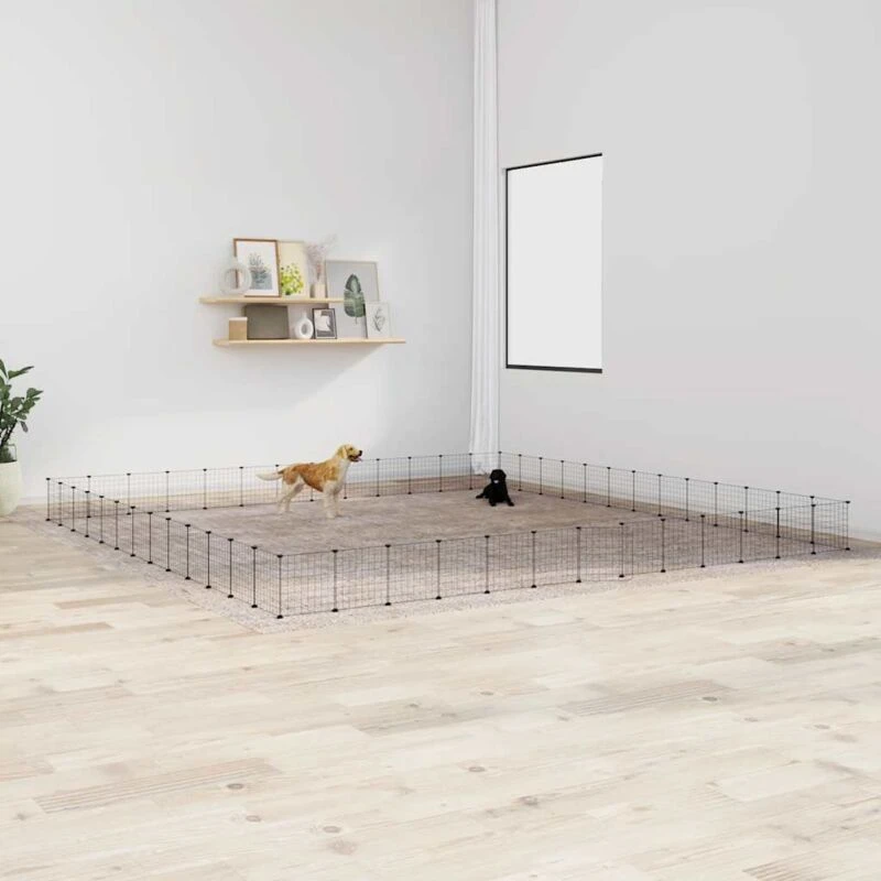 Image of VIDAXL 52-Panel Pet Cage with Door Black 35x35cm Steel Vidaxl 8720287190561