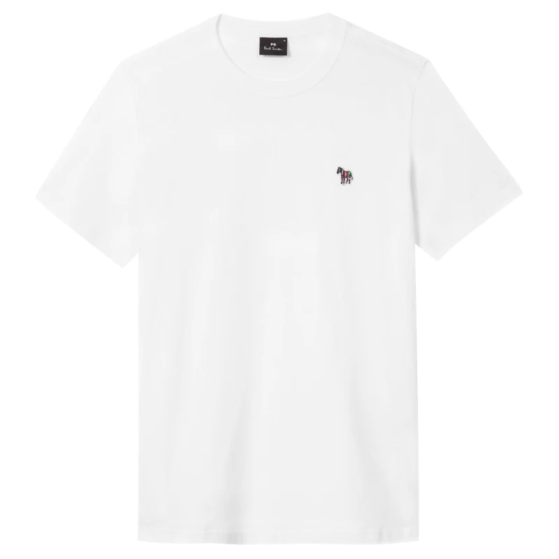 Image of Paul Smith Mens Regular Fit Zebra Crew-neck T-Shirt White 01 male XL