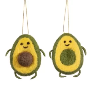 Image of Avocuddle Avocado Felt Hanging Decoration Set of 2