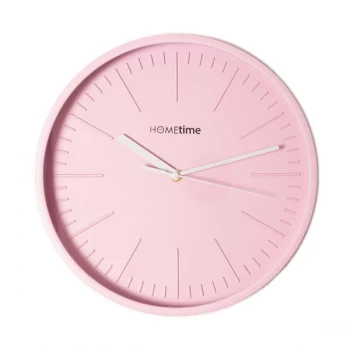 image of HOMETIME Matt Pink Clock with 3D Baton Dial - 28cm