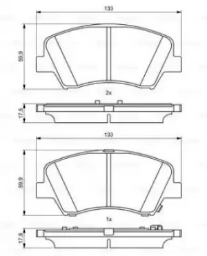 Image of Bosch 0986494712 Brake Pad Set Disc Brake Front Axle