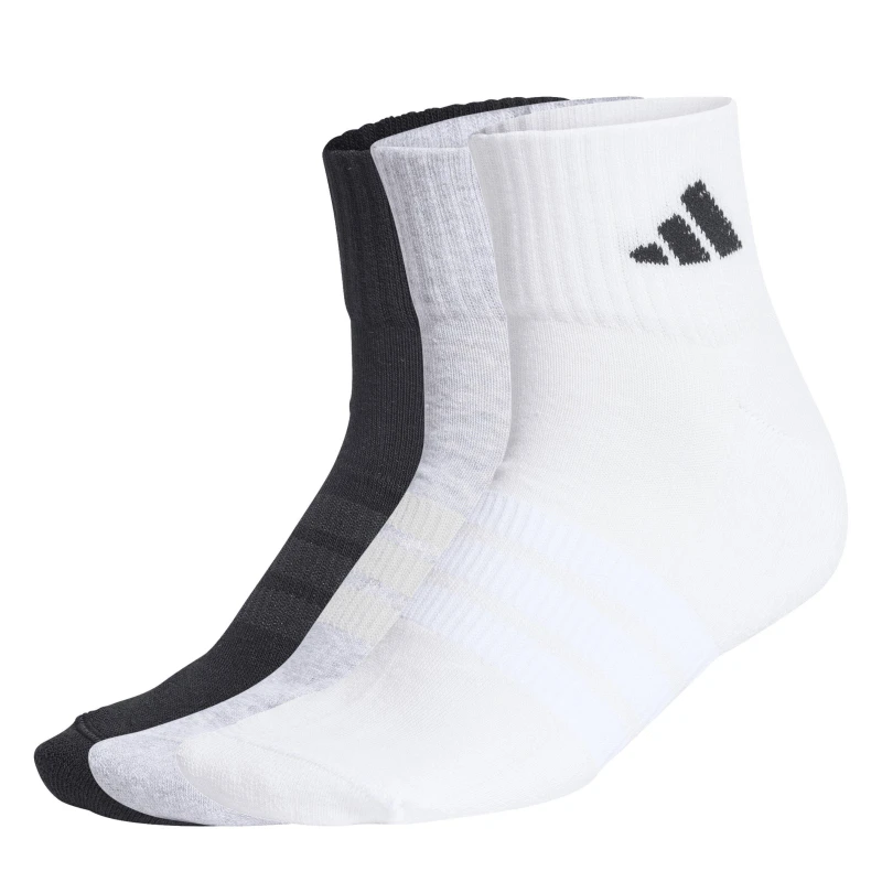 Image of adidas Cushioned Sportswear Ankle Socks 3 Pairs Gry/Blk/Wht male 11-12.5