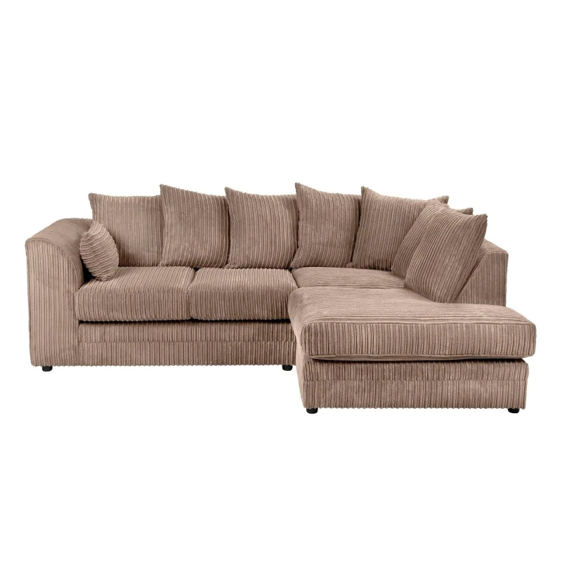 Image of LUXURY LIFE Dylan Jumbo Cord Fabric Right Hand Facing Corner Sofa Light Brown