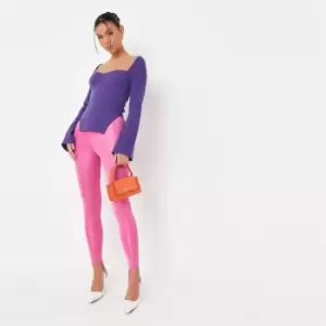 Image of Missguided Milkmaid Rib Asym Top - Purple