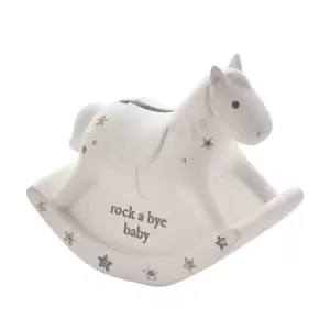 Bambino White Resin Money Box - Rocking Horse White