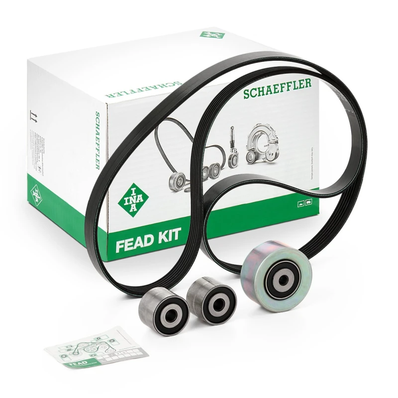 Image of INA 529 0157 10 V-ribbed belt set Check alternator freewheel clutch & replace if necessary V-Ribbed Belt Set (542)