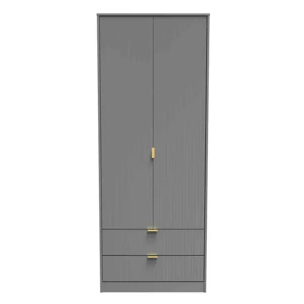 Welcome Furniture Ready Assembled Linear 2 Door 2 Drawer Wardrobe In Dusk Grey