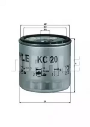 image of Fuel Filter KC20 77731052 by MAHLE Original