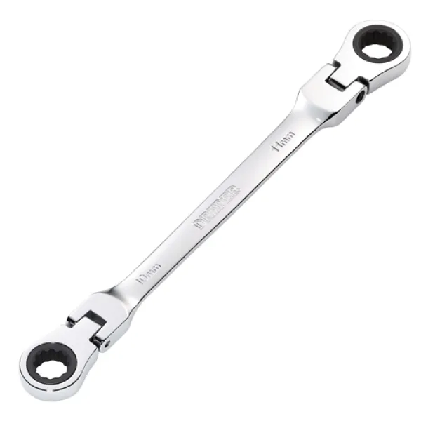 Image of Draper HI-TORQ Metric Flexible Head Double Ring Ratchet Spanner, 10 x 11mm