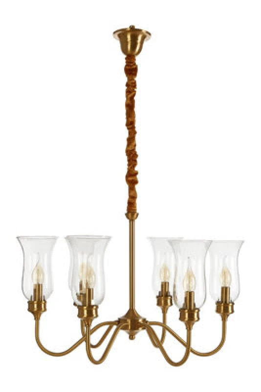 Image of Orsina Traditional Ceiling Light With 6 Arms, Warm Metallic Finish Classic Ceiling Fixture, Glass Ceiling Light