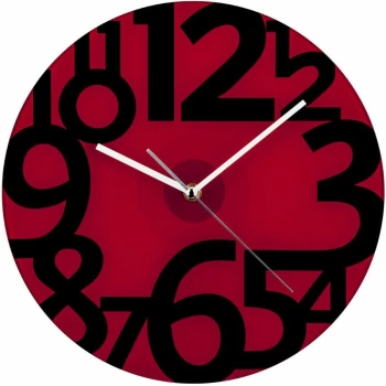 image of Red Glass and Black Numbers Wall Clock - Premier Housewares