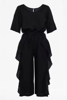 Image of French Connection Dae Drape Tie Waist Jumpsuit Black