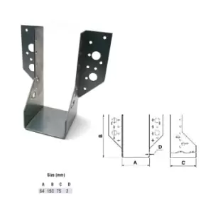 Image of Moderix - Jiffy Timber Joist Hangers Decking Lofts Roofing Zinc Packs - Size 64x150x75x2mm - Pack of 20