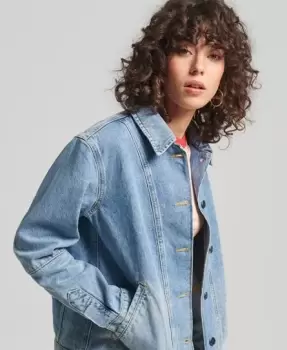 Image of Superdry Womens Vintage Denim Chore Coat Light Blue / Vintage Chore - Size: 14