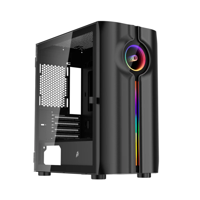 Image of 1st Player IS3-BK ARGB Tempered Glass Mid Tower Gaming Case - Black IS3-BK
