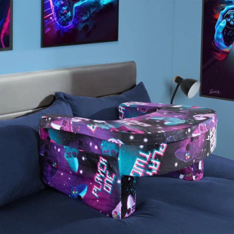 Image of OHS OHS Gaming Print Laptop Cushion Armrest Soft Foam Reading Pillow in Purple Purple One Size Unisex 5027434231072
