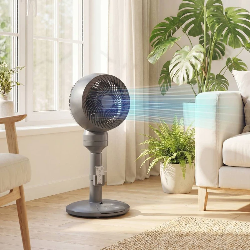Image of HOMCOM 9" Pedestal Cooling Fan with Adjustable Speed & Mode in Grey Grey Unisex