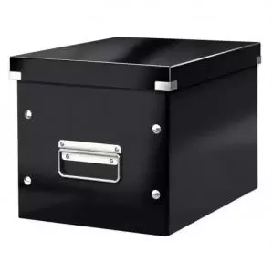 image of Leitz WOW Click & Store Cube Medium Storage Box, Black. 61090095