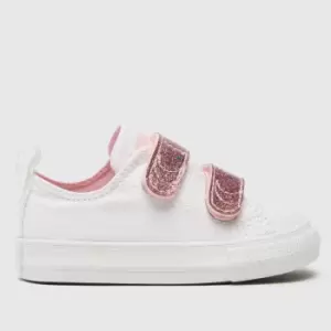 image of Converse White & Pink All Star 2v Lo Easy-on Girls Toddler Trainers