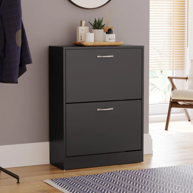 Image of Lassic Vida Designs 2 Drawer Shoe Cabinet - Black One Size