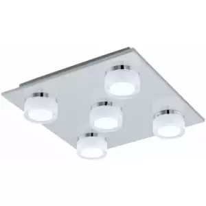 Image of Loops - Flush Ceiling Light Colour Chrome Shade Clear Satined Plastic Bulb LED 5x7.2W