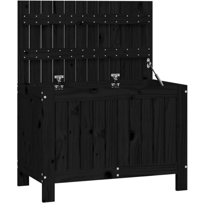 Image of VIDAXL Garden Storage Box Black 76x42.5x54cm Solid Wood Pine Vidaxl 8720845677909