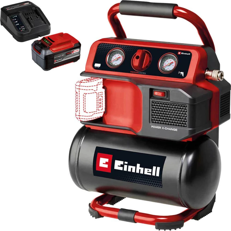 Image of Einhell TE-AC 18/75 Li OF 18v Cordless Oil Free Air Compressor 5 Litre TE-AC 18/75 Li OF Batteries: 1 x 5.2ah Li-ion