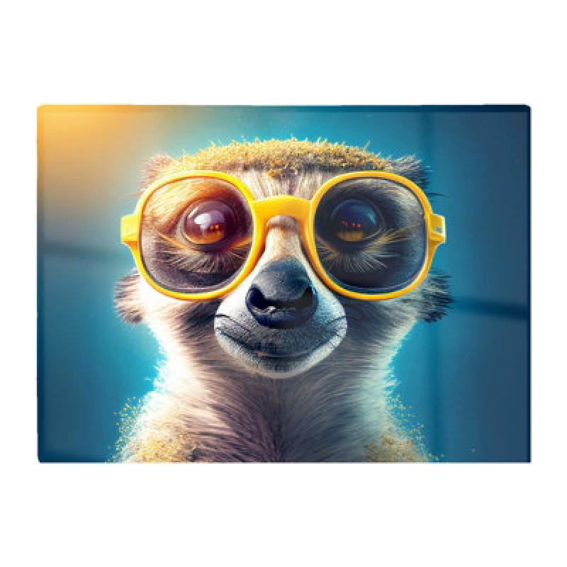Image of Warren Reed Designer Meerkat With Glasses Splashart Glass Chopping Board