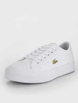 image of Lacoste Lacoste Ziane Plus Grand 01201cfa Plimsoll, White/Gold, Size 6, Women